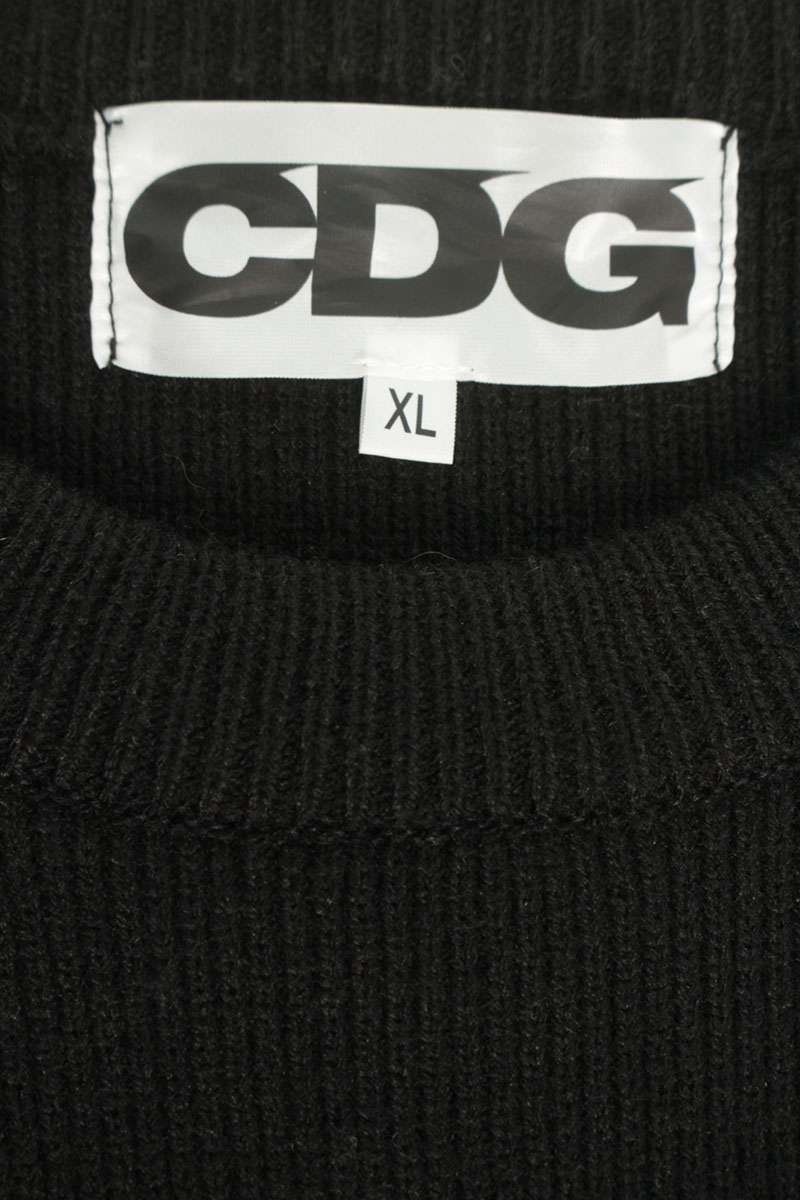 CDG Acrylic Logo Crew Neck Knit Black Size XL