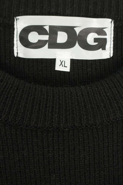 CDG Acrylic Logo Crew Neck Knit Black Size XL