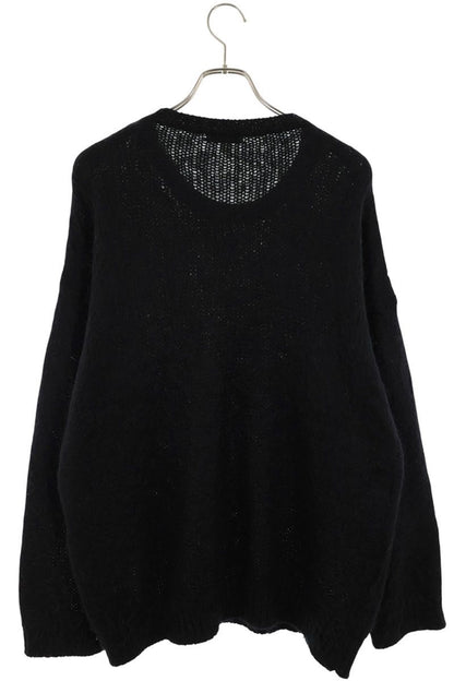 SAINT LAURENT PARIS Front Logo Mohair Knit Black Size XL