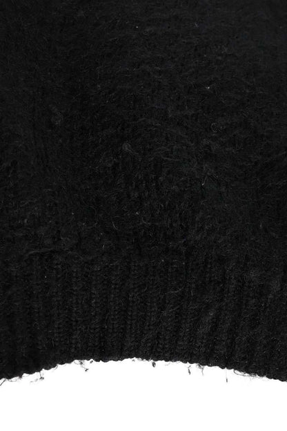 SAINT LAURENT PARIS Front Logo Mohair Knit Black Size XL