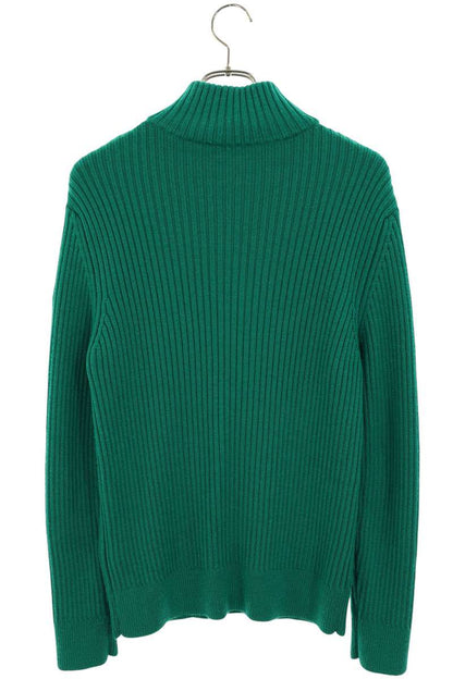 MONCLER POLO TRICOT Half Zip Wool Knit Green Size L