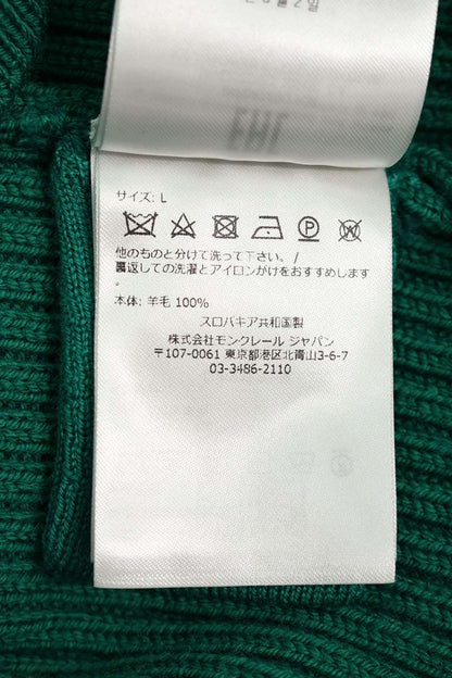 MONCLER POLO TRICOT Half Zip Wool Knit Green Size L