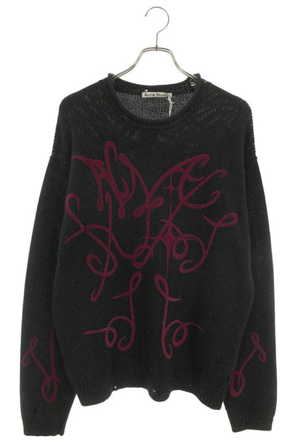 ACNE STUDIOS Lame Mix Distressed Knit Black/Purple Size S