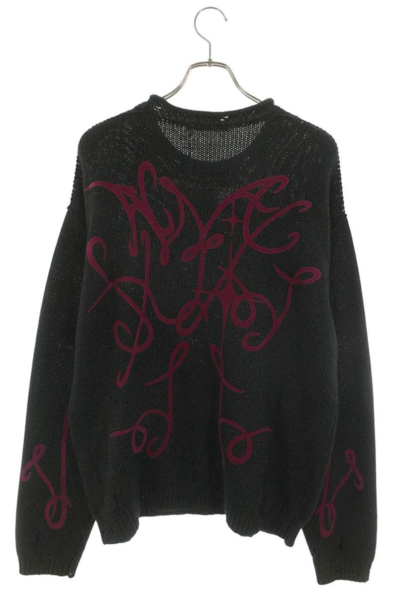 ACNE STUDIOS Lame Mix Distressed Knit Black/Purple Size S