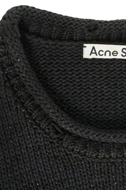 ACNE STUDIOS Lame Mix Distressed Knit Black/Purple Size S