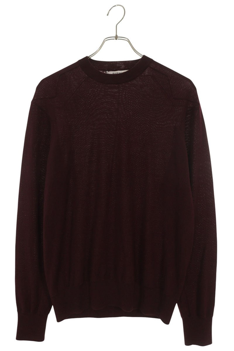 GIVENCHY Crew Neck Wool Knit Maroon Size M