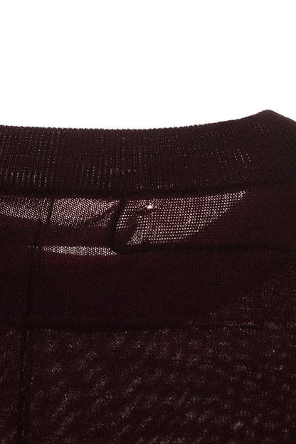 GIVENCHY Crew Neck Wool Knit Maroon Size M