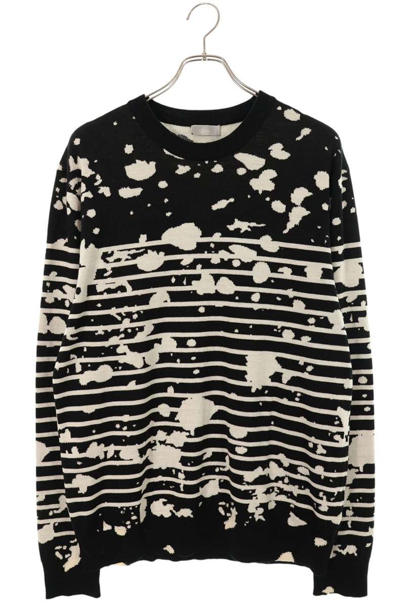 Dior HOMME Splatter Paint Wool Knit Black/White Size M