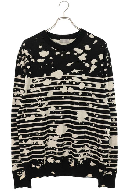 Dior HOMME Splatter Paint Wool Knit Black/White Size M
