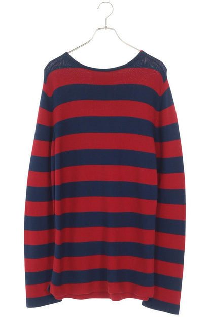 GUCCI Embroidered Border Cotton Knit Red/Blue Size M