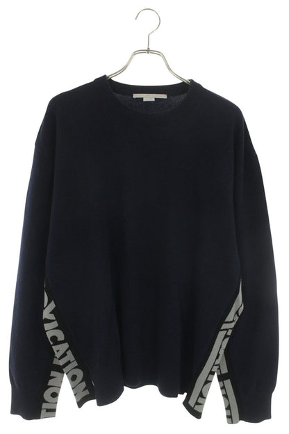 STELLA McCARTNEY Logo Line Cashmere Wool Knit Navy Size L