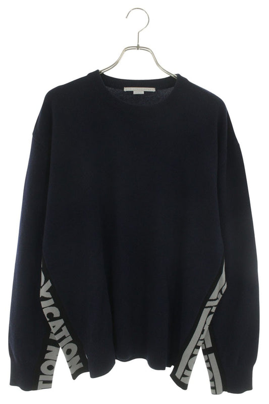 STELLA McCARTNEY Logo Line Cashmere Wool Knit Navy Size L