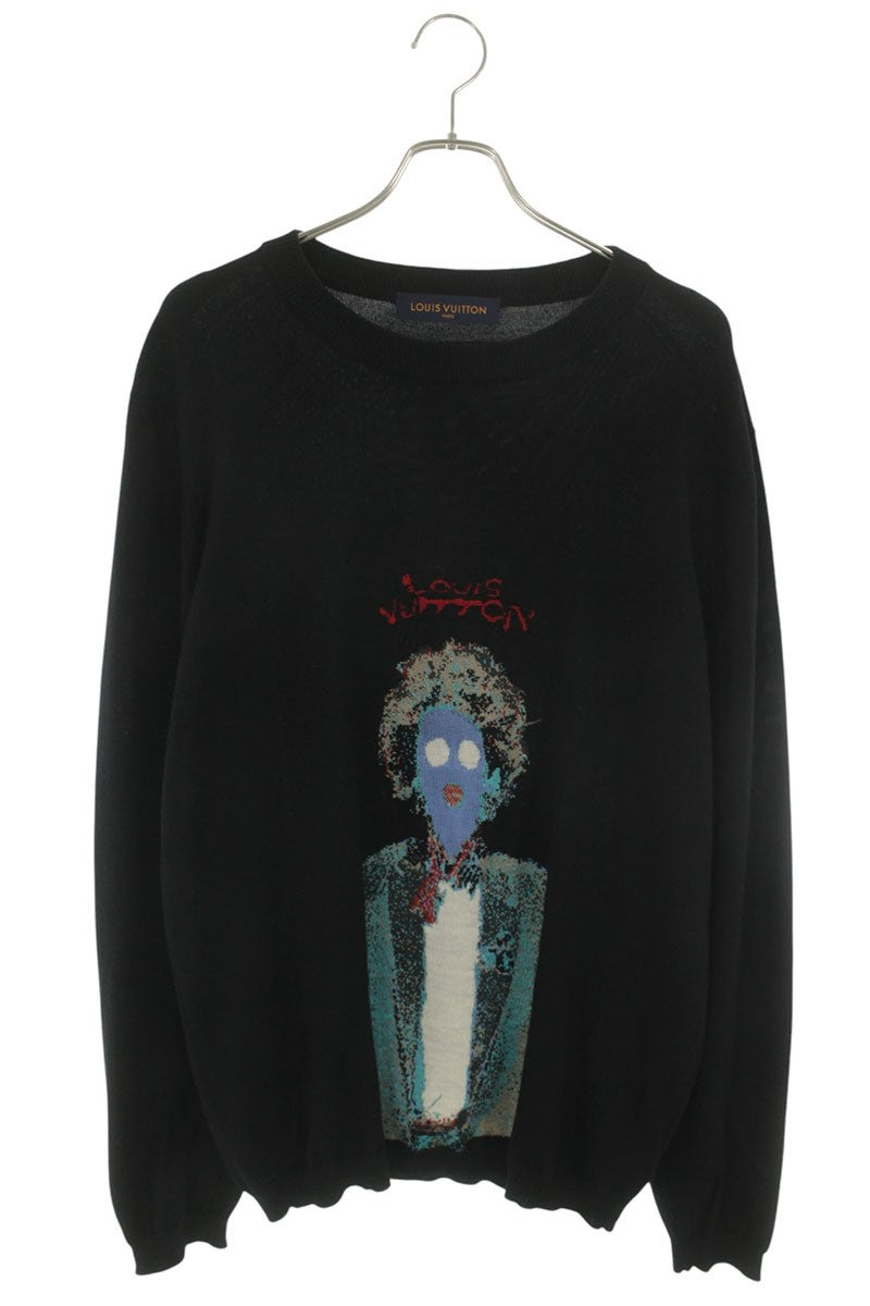 LOUISVUITTON Neon Working Man Wool Knit Black Size 4L