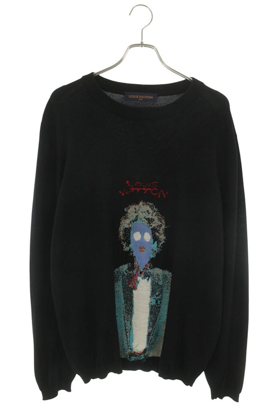 LOUISVUITTON Neon Working Man Wool Knit Black Size 4L