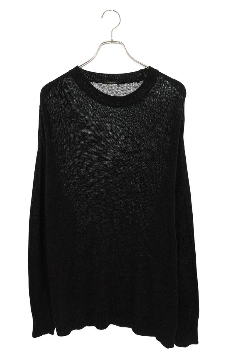 COMOLI Cotton Crew Neck Knit Black Size L