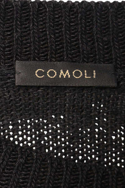 COMOLI Cotton Crew Neck Knit Black Size L