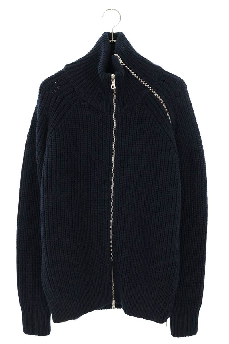 DRIES VAN NOTEN 25AW Zip-Up Wool Drivers Knit Navy Size S