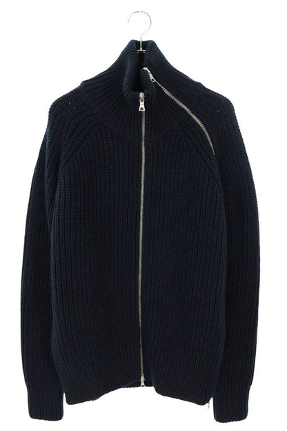 DRIES VAN NOTEN 25AW Zip-Up Wool Drivers Knit Navy Size S