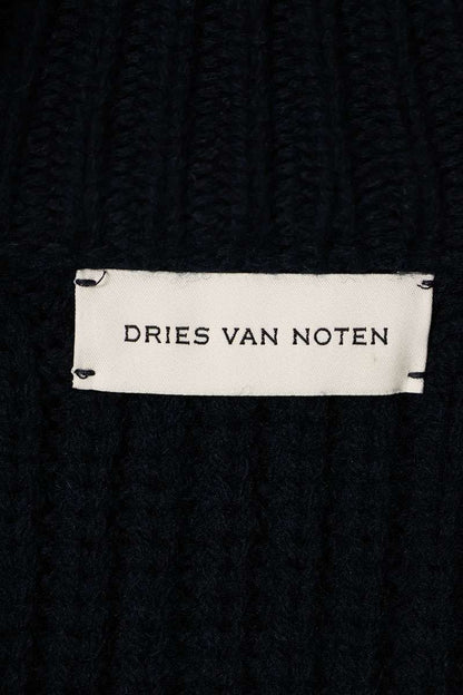 DRIES VAN NOTEN 25AW Zip-Up Wool Drivers Knit Navy Size S