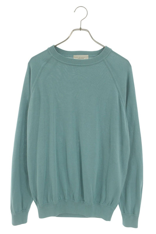 FILIPPO DE LAURENTIIS Crepe Cotton Knit Light Blue Size XL