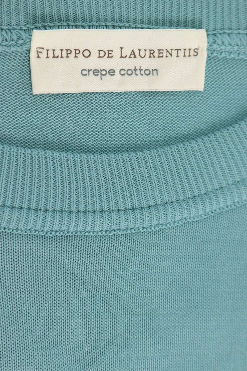 FILIPPO DE LAURENTIIS Crepe Cotton Knit Light Blue Size XL