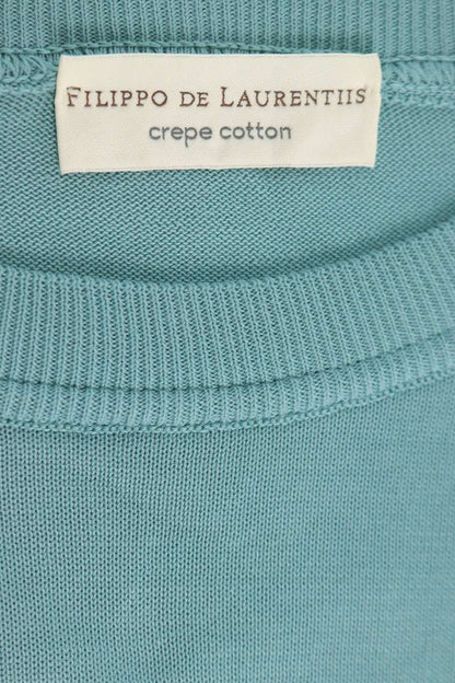 FILIPPO DE LAURENTIIS Crepe Cotton Knit Light Blue Size XL
