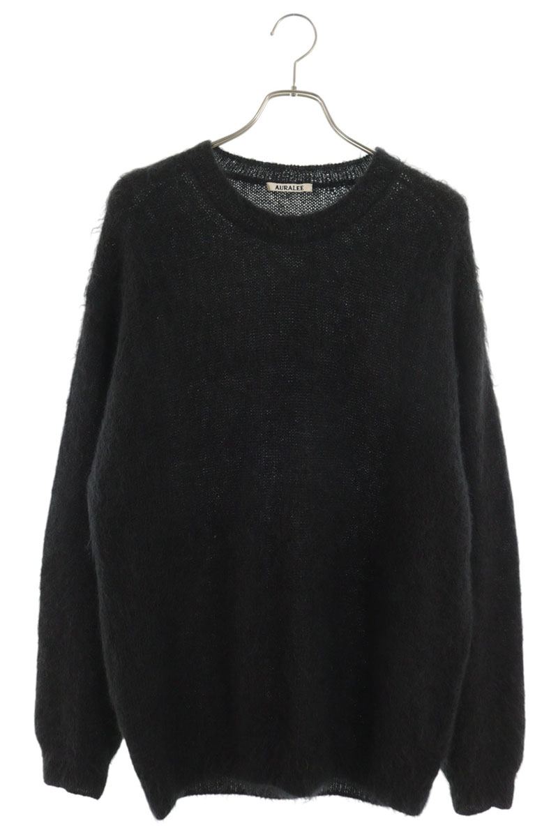 AURALEE Mohair Wool Crewneck Knit Black Size XXL