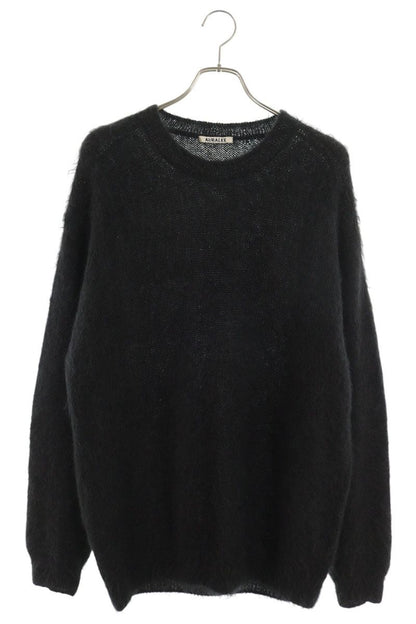 AURALEE Mohair Wool Crewneck Knit Black Size XXL
