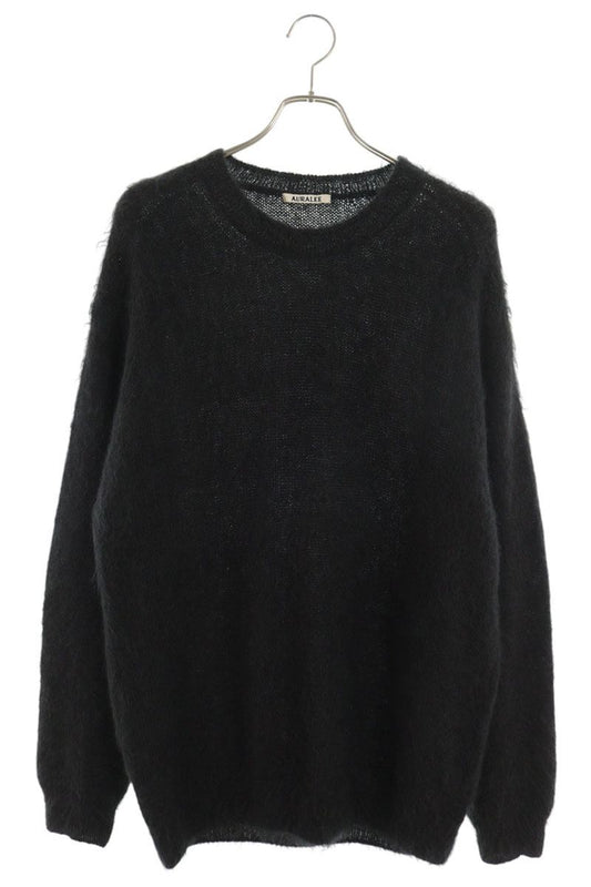 AURALEE Mohair Wool Crewneck Knit Black Size XXL