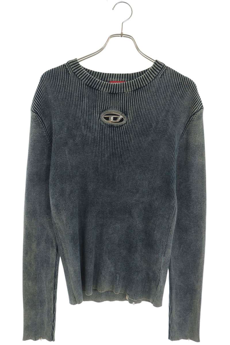 DIESEL D Logo Crew Neck Cotton Knit Indigo Size S