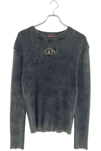 DIESEL D Logo Crew Neck Cotton Knit Indigo Size S