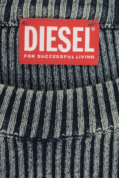 DIESEL D Logo Crew Neck Cotton Knit Indigo Size S
