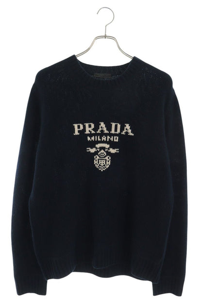 PRADA Wool Cashmere Crew Neck Knit Navy Size L
