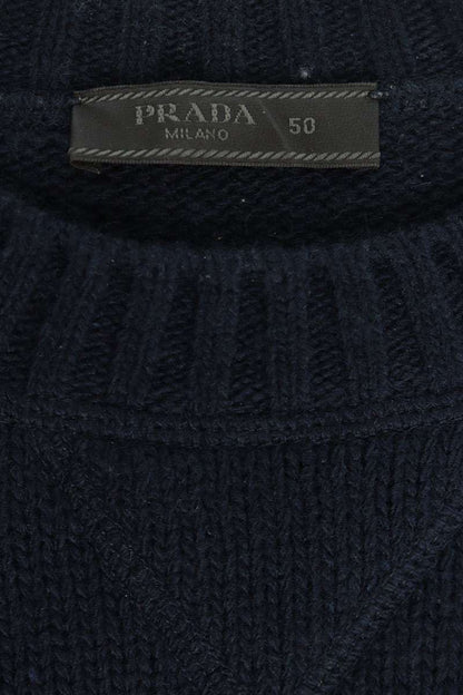 PRADA Wool Cashmere Crew Neck Knit Navy Size L