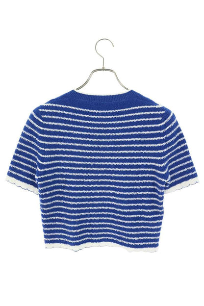 miumiu Blue Cotton Bouclé Logo Knit Size 38