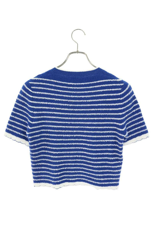 miumiu Blue Cotton Bouclé Logo Knit Size 38
