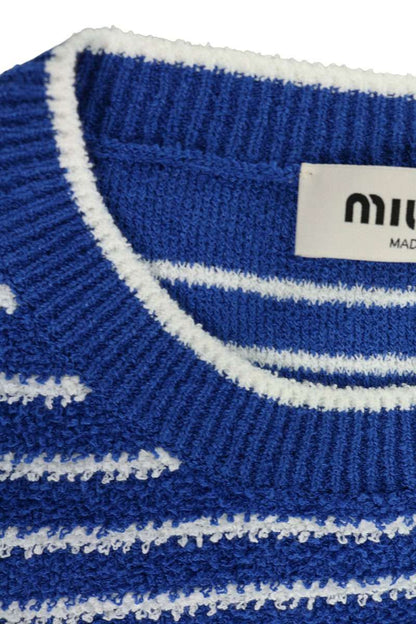 miumiu Blue Cotton Bouclé Logo Knit Size 38