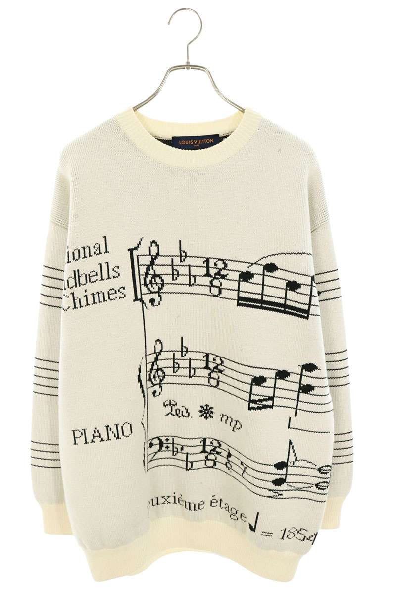 LOUISVUITTON Partition Intarsia Knit White Size XS