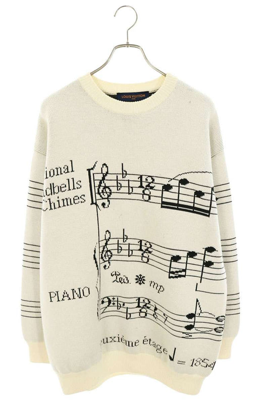 LOUISVUITTON Partition Intarsia Knit White Size XS