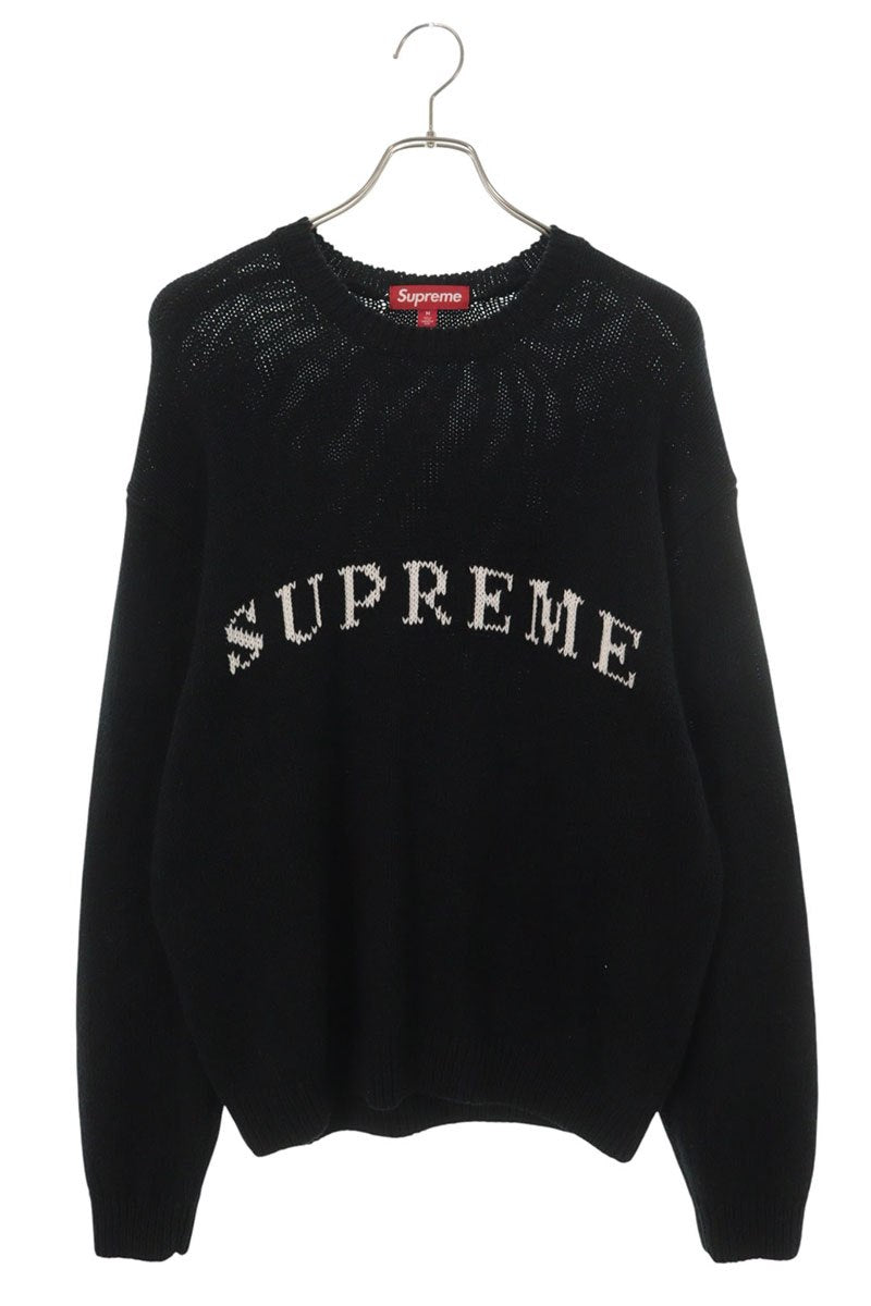 SUPREME Contrast Logo Cotton Wool Sweater Black Size M
