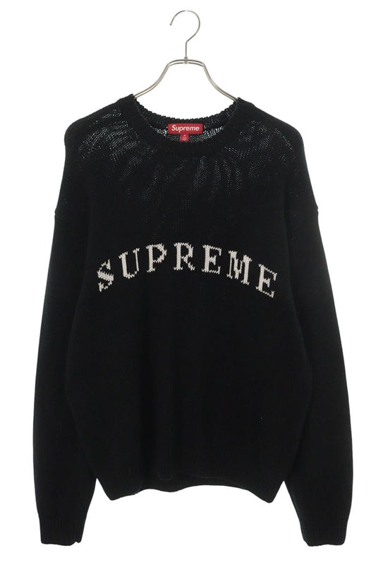 SUPREME Contrast Logo Cotton Wool Sweater Black Size M