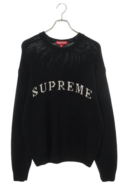 SUPREME Contrast Logo Cotton Wool Sweater Black Size M