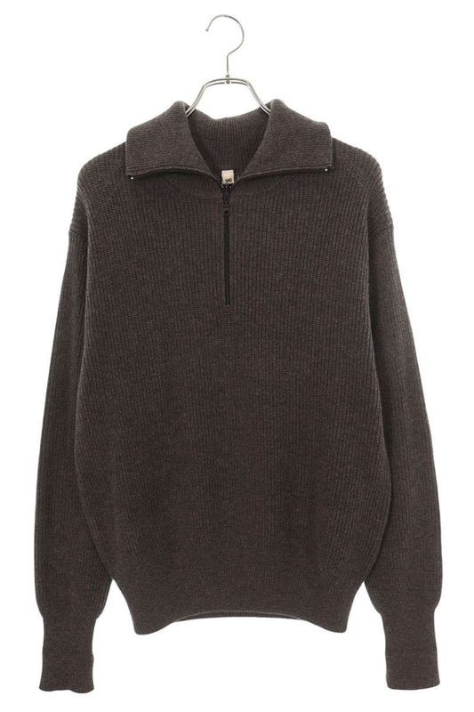 satou Half-Zip Wool Knit Gray Size M