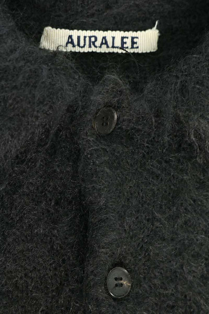 AURALEE Brushed Super Kid Mohair Knit Polo Gray Size XL