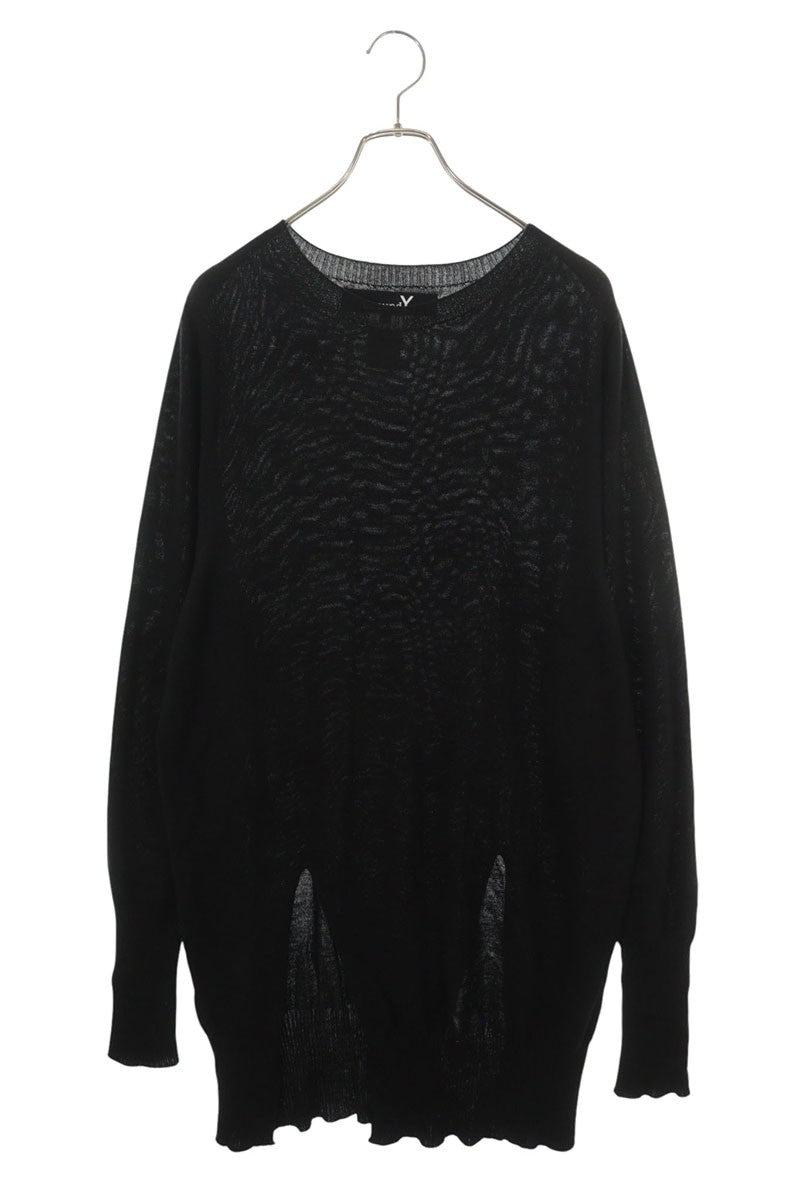 GroundY Long Slit Acrylic Wool Knit Black Size 3