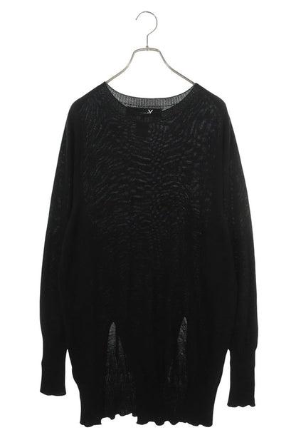 GroundY Long Slit Acrylic Wool Knit Black Size 3