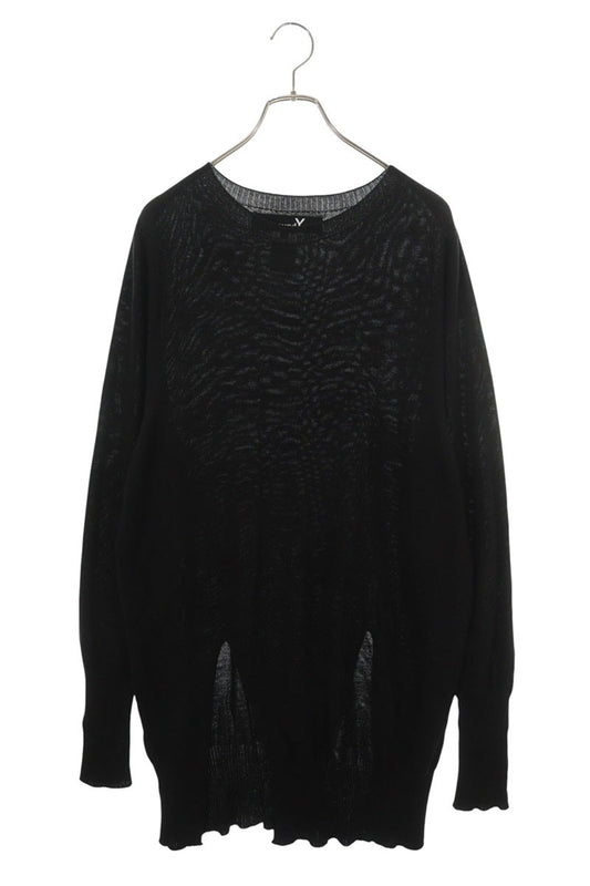 GroundY Long Slit Acrylic Wool Knit Black Size 3