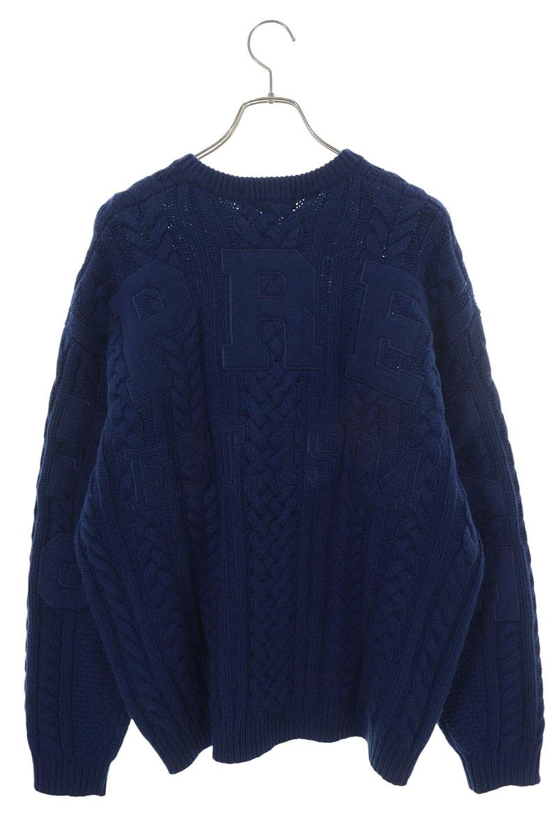 SUPREME Applique Cable Knit Wool Sweater Blue Size L