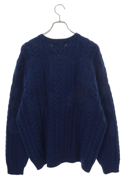 SUPREME Applique Cable Knit Wool Sweater Blue Size L