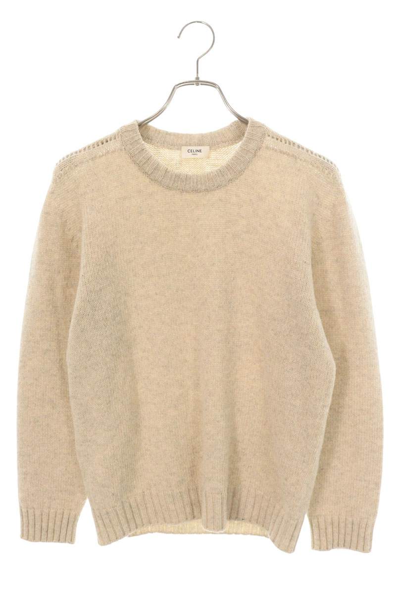 CELINE Crewneck Wool Knit Sweater Beige Size S